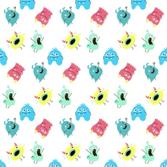 Wall murals Monsters Seamless pattern with cartoon monsters.