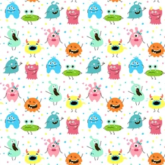 Printed kitchen splashbacks Monsters Seamless pattern with cartoon monsters.