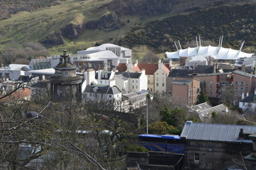 View of Scottish Parliament Buildings, Holyrood, Edinburgh from Calton Hill