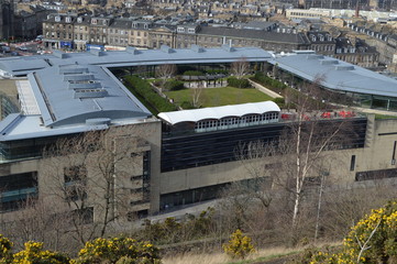 Fototapeta premium View of Edinburgh from Calton Hill including rooftop gardens on modern commercial buildings