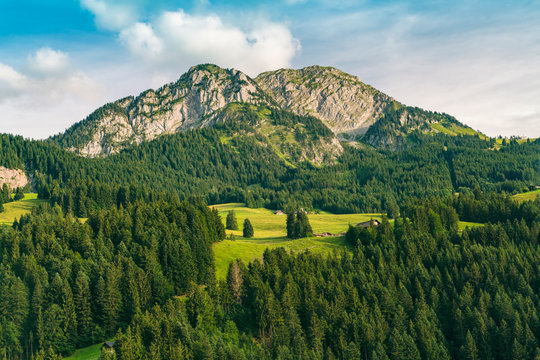 Landscape with mountains, hills and forest, Bern, Switzerland