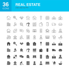 Real Estate Line Web Glyph Icons