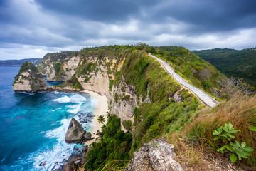 Scenery of cliffs on coastline, Nusa Penida, Bali, Indonesia