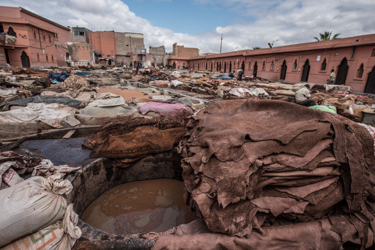 Leather tannery in Marrakesh, Morocco