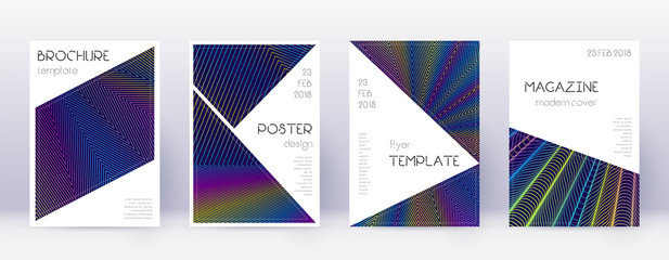 Triangle brochure design template set. Rainbow abs