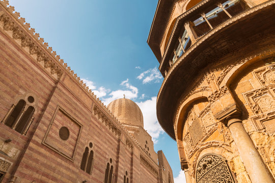 Sabil Mohamed Ali on right side and Qalawun Complex on left side at El Moez street, Cairo, Egypt