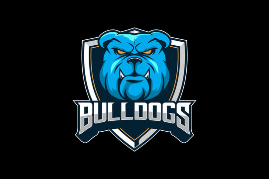 bulldog head animal dog cartoon character vector badge shield logo