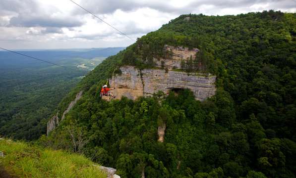 Amazing trolley riding above Guam gorge