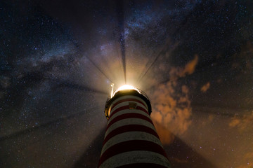 The milky way over lighthouse
