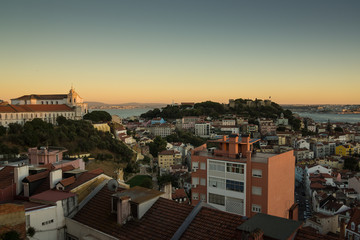 dusk sunlight illuminating city