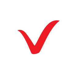 Red check mark icon. Tick symbol, tick icon