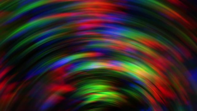 antithetical moving circles in black Space. Backdrop LED Video Wall Animation. Colorful Light ray bending. Lens Distortion
