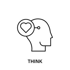thinking, head, heart icon. Element of human positive thinking icon. Thin line icon for website design and development, app development. Premium icon