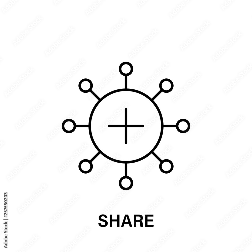 Wall mural share, plus, connection icon. Element of human positive thinking icon. Thin line icon for website design and development, app development. Premium icon