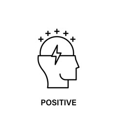 thinking, head, positive, plus, light, positive icon. Element of human positive thinking icon. Thin line icon for website design and development, app development. Premium icon