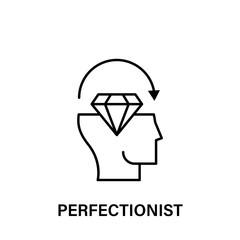 thinking, head, diamond, arrow, perfectionist icon. Element of human positive thinking icon. Thin line icon for website design and development, app development. Premium icon