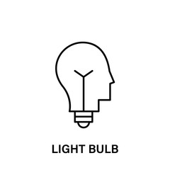 thinking, head, bulb, light icon. Element of human positive thinking icon. Thin line icon for website design and development, app development. Premium icon