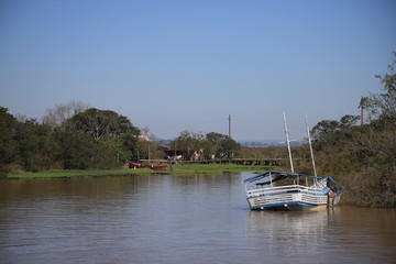 Fototapeta na wymiar Boats on the river in Brazil.