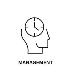 thinking, head, clock, management icon. Element of human positive thinking icon. Thin line icon for website design and development, app development. Premium icon