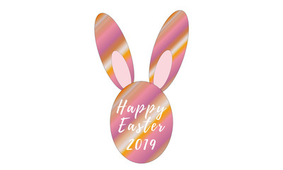 Happy Easter Bunny Illustration Rose Gold