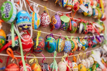 Fototapeta na wymiar KIEV, UKRAINE - APRIL 15, 2017: The beautiful Easter egg with painted Cross in armenian Style, on April 29 in Kiev