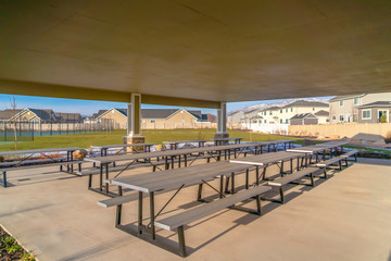 Eating area at a park in Eagle Mountain in winter