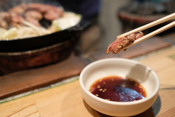 close up of Jingisukan (Japanese BBQ)