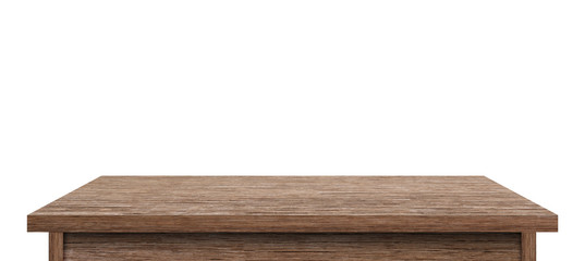 Wood table top isolated on white background. Used for display or montage your products