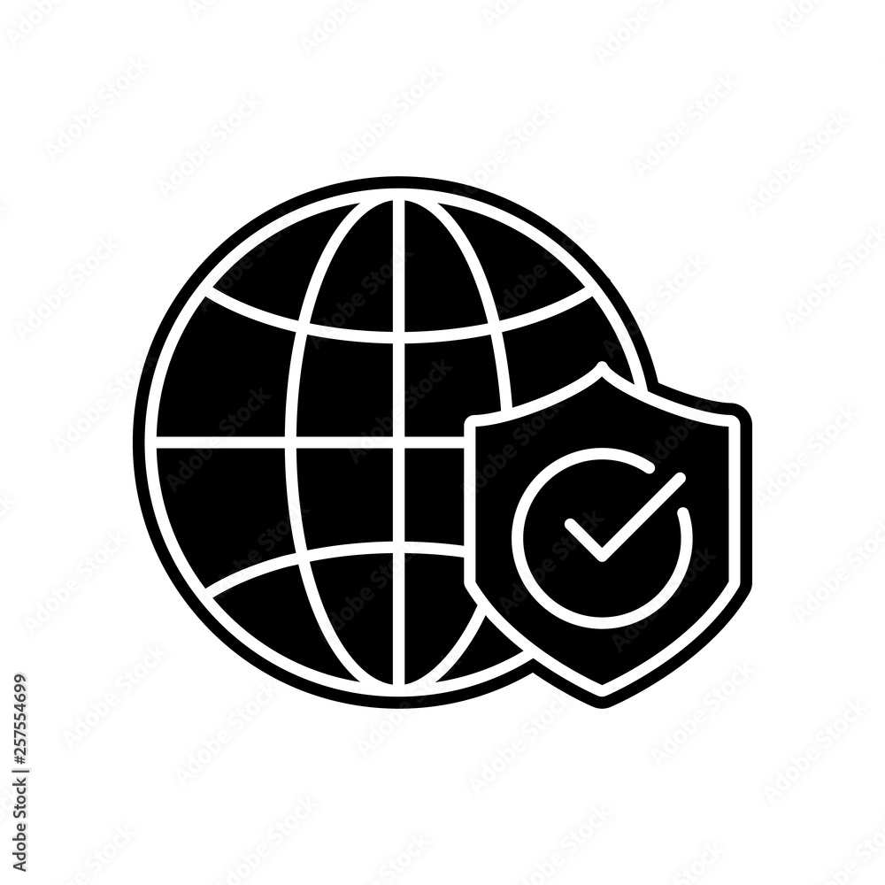 Poster global, security icon. element of general data project for mobile concept and web apps icon. glyph, 