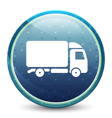 Truck icon shiny sky blue round button