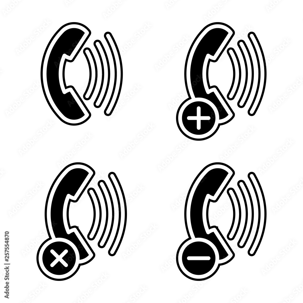 Poster set of phone call handset icon. element of phone for mobile concept and web apps icon. glyph, flat i