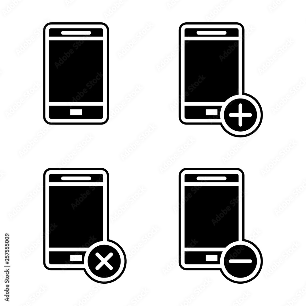 Poster set of smartphone icon. element of phone for mobile concept and web apps icon. glyph, flat icon for 