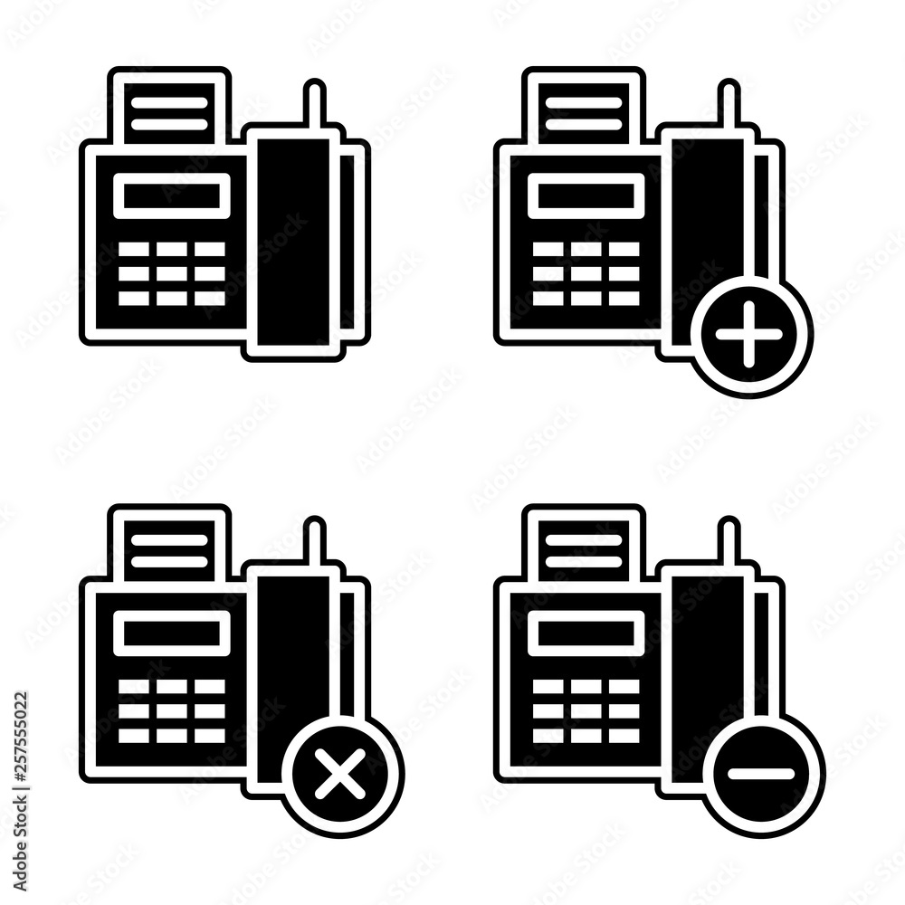Poster set of fax icon. element of phone for mobile concept and web apps icon. glyph, flat icon for website