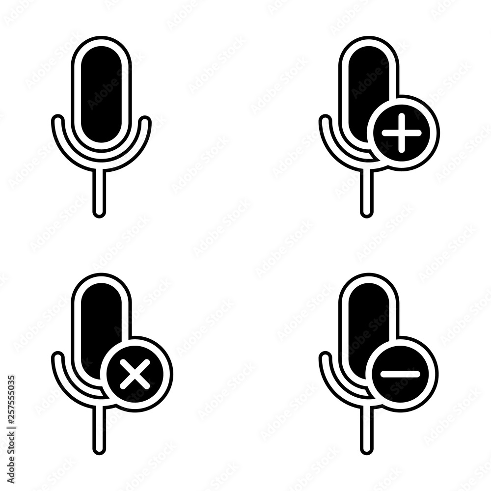 Poster set of microphone icon. element of phone for mobile concept and web apps icon. glyph, flat icon for 