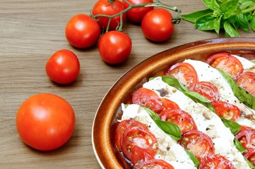 Tomaten - Mozarella auf einen Teller angerichtet