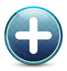 Obraz premium Plus icon shiny sky blue round button