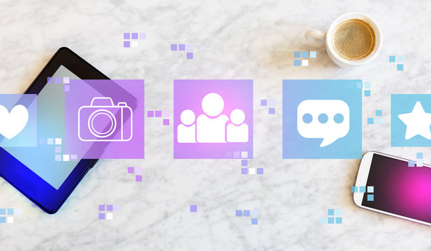 Social media with a tablet computer and smart phone