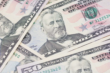 Obraz na płótnie Canvas American banknotes fifty dollar