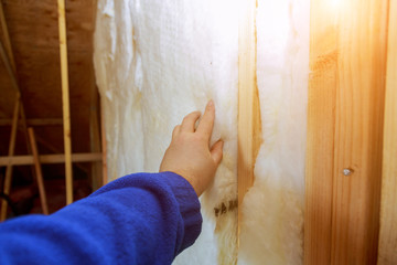 Work composed of mineral wool insulation in the wall heating insulation warm house,