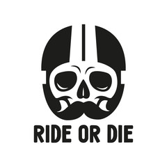 sign skull in moto helmet, print on t-shirt