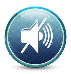 Mute volume icon shiny sky blue round button
