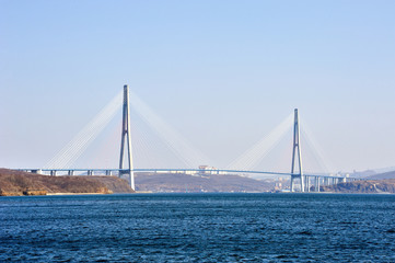 cable bridge to Russian island, Vladivostok - 257559824