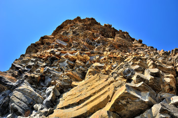 yellow cliff of sandstone - 257559850