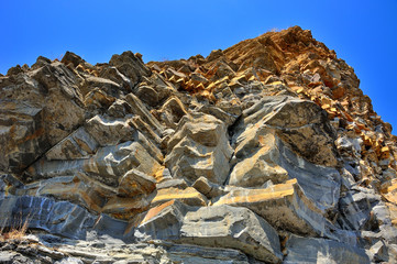 yellow cliff of sandstone, big high yellow cliff mountain of sandstone - 257559876