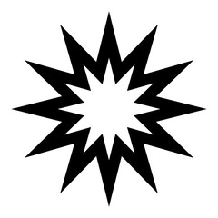 Twelve pointed star icon, simple design element isolated black on white