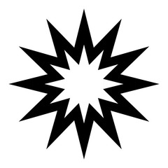 Twelve pointed star icon, simple design element isolated black on white