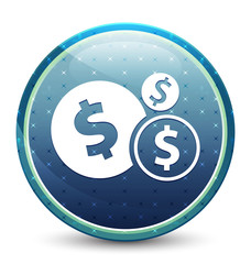 Finances dollar sign icon shiny sky blue round button
