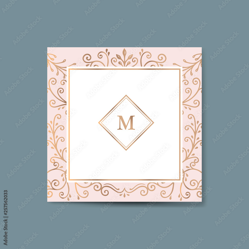 Canvas Prints initialed gold frame background