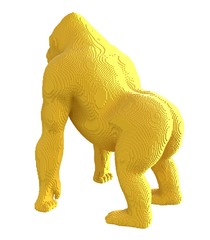 Yellow voxel gorilla on a white background.