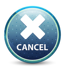 Cancel shiny sky blue round button